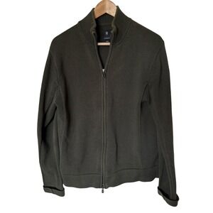 Victorinox Full Zip Cardigan Mens Medium Olive Green Excellent Cotton Sweater
